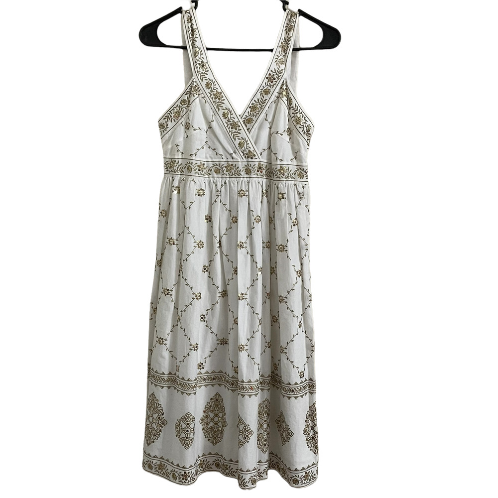 Michael Michael Kors Size Medium Fit Flare Cream Gold Sequin Dress